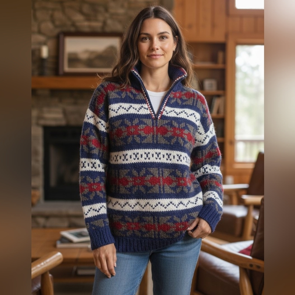 Ecuadorian WOOL UNISEX  pullover sz Large Imported